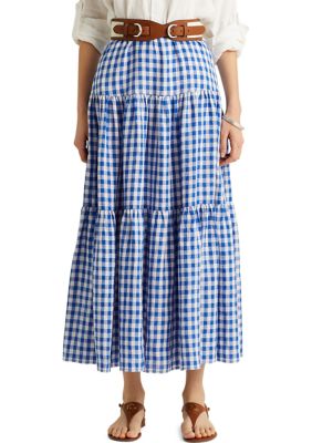 Lauren Ralph Lauren Gingham Linen Maxi Skirt | belk