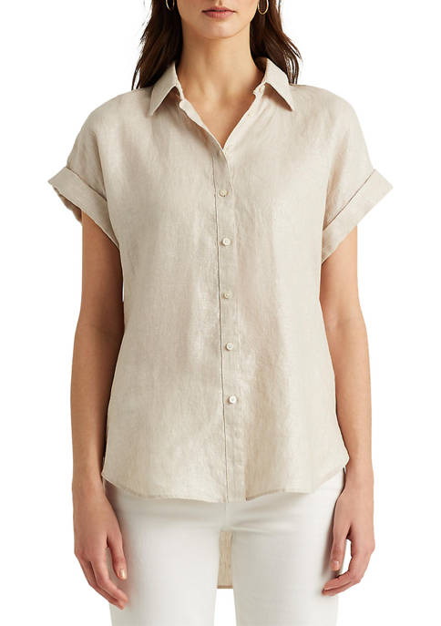 Lauren Ralph Lauren Women's Linen Short Sleeve Shirt | belk