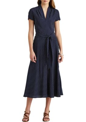 Lauren Ralph Lauren Polka-Dot Silk Midi Dress | belk