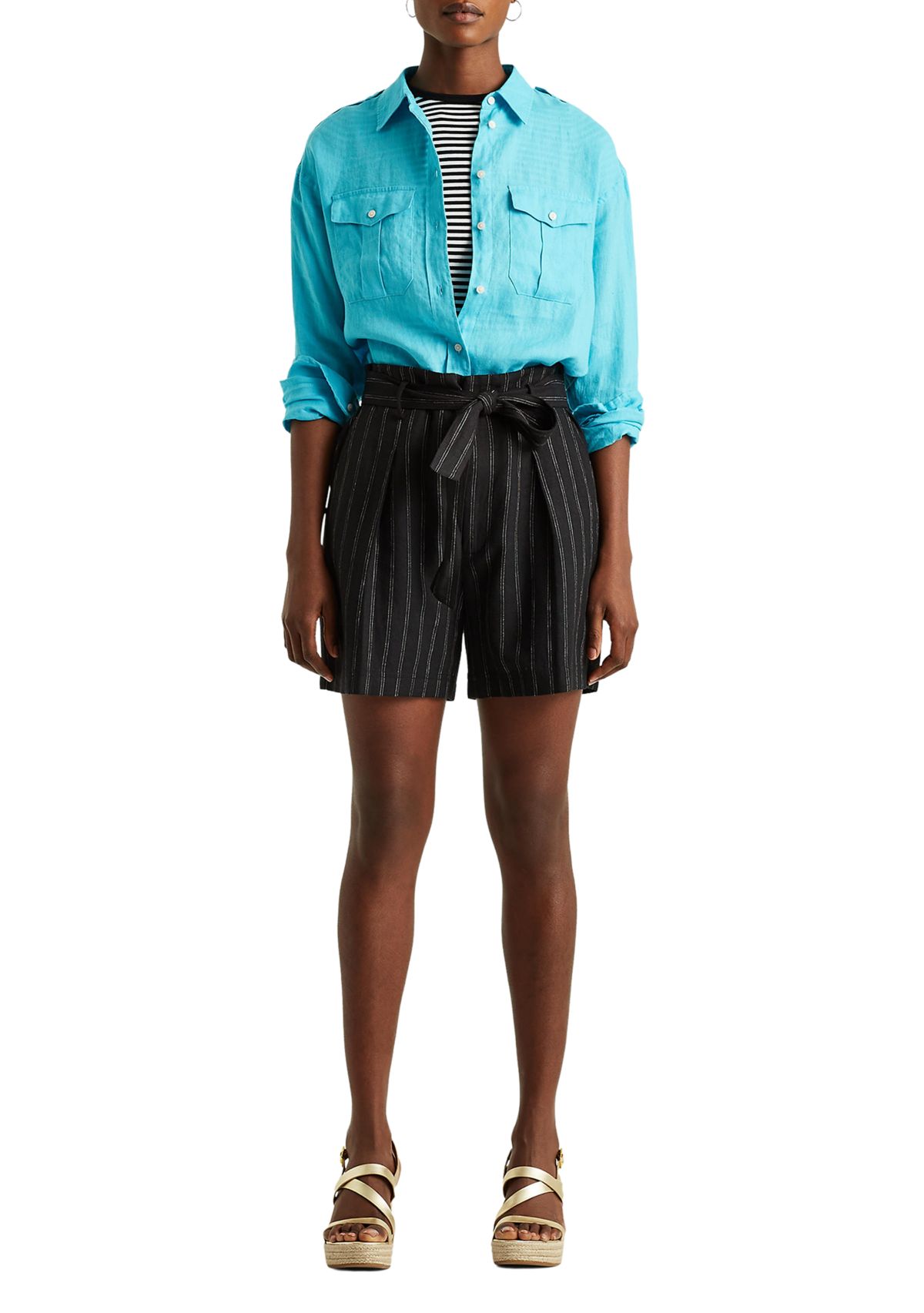 Striped Linen Shorts 