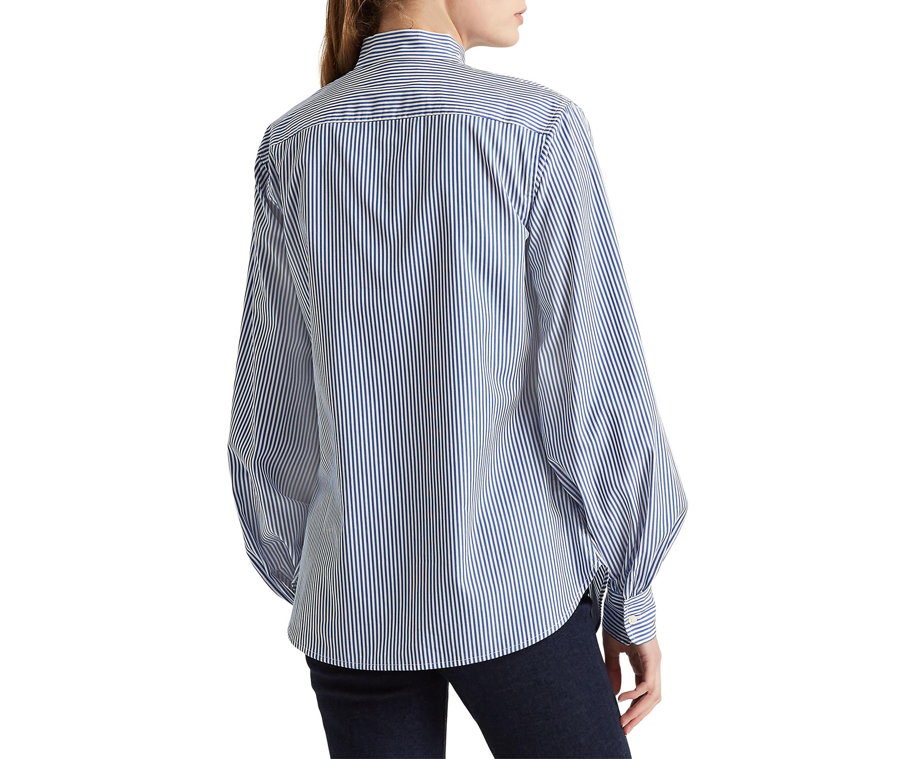 Womens Pinstripe Bow Shirt 