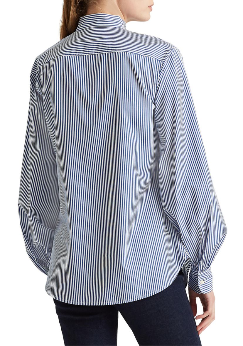 Womens Pinstripe Bow Shirt 