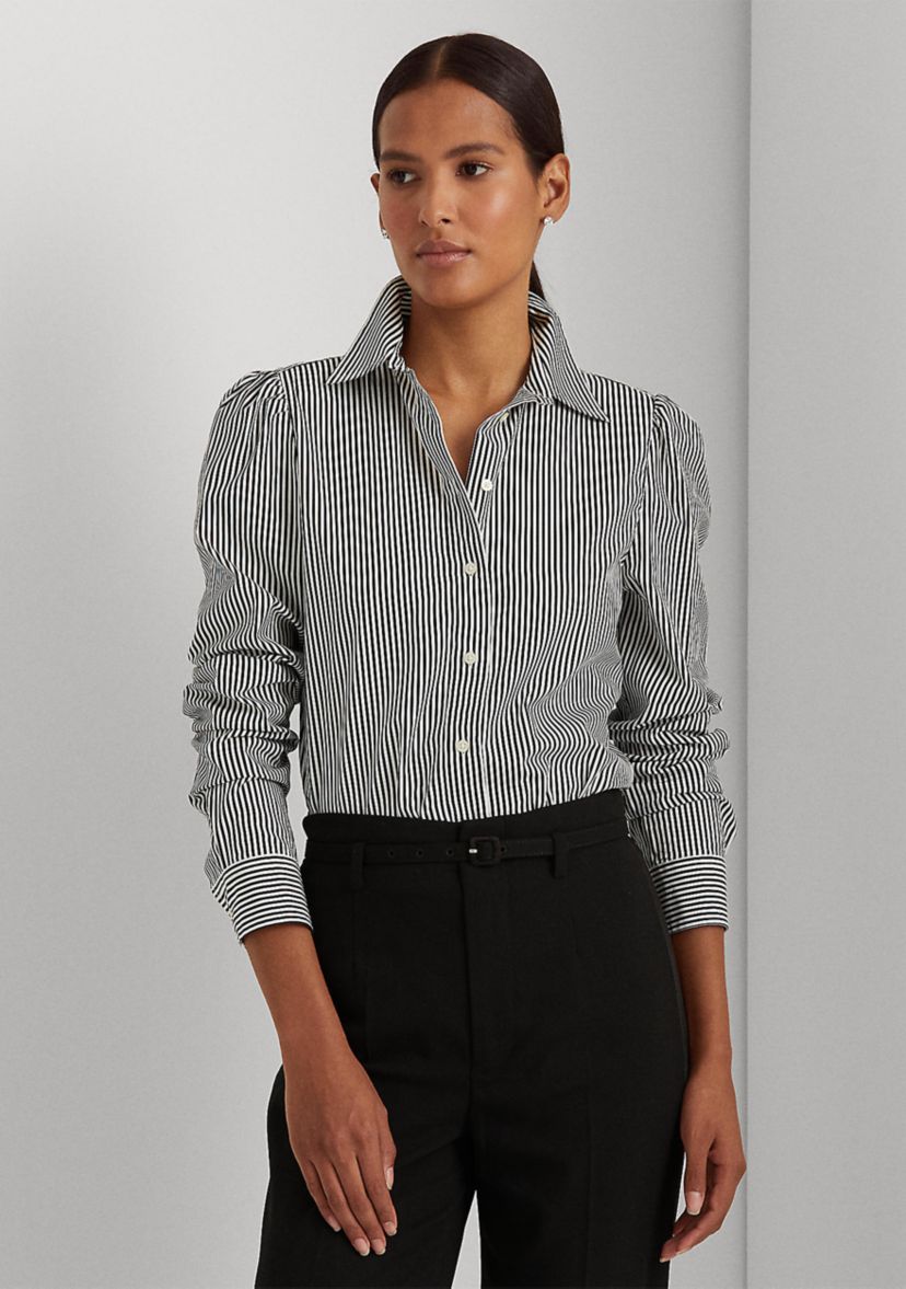 Womens Striped Cotton Broadcloth Shirt