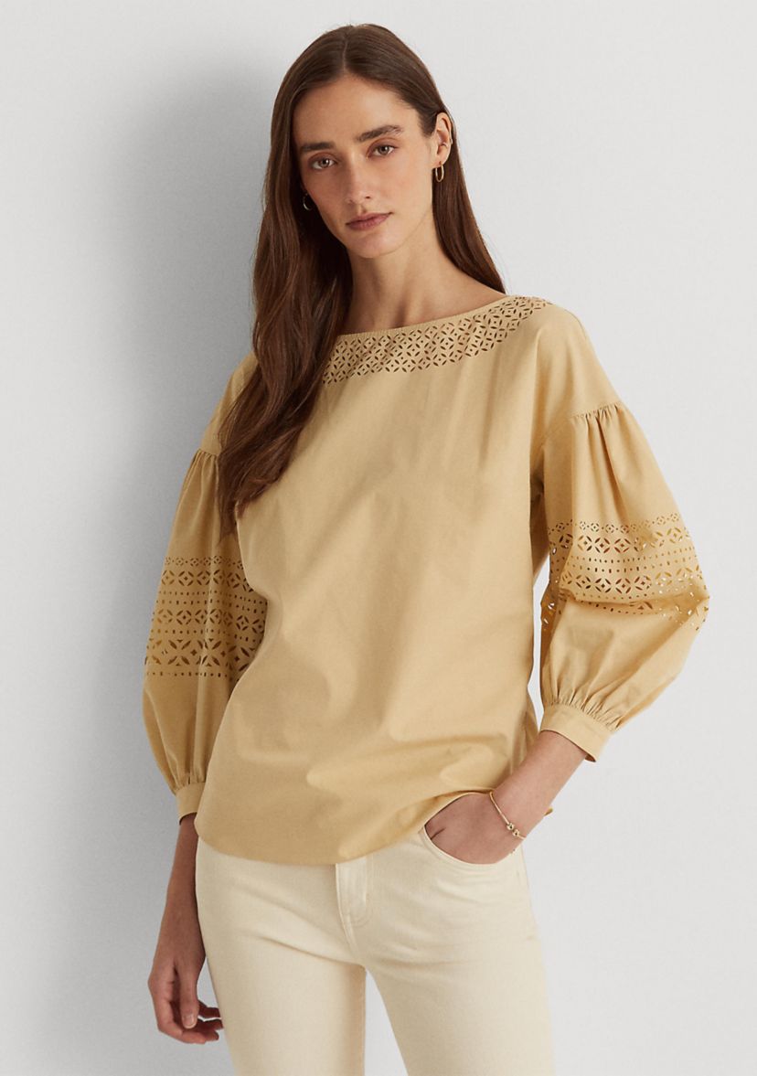 Puff-Sleeve Poplin Blouse