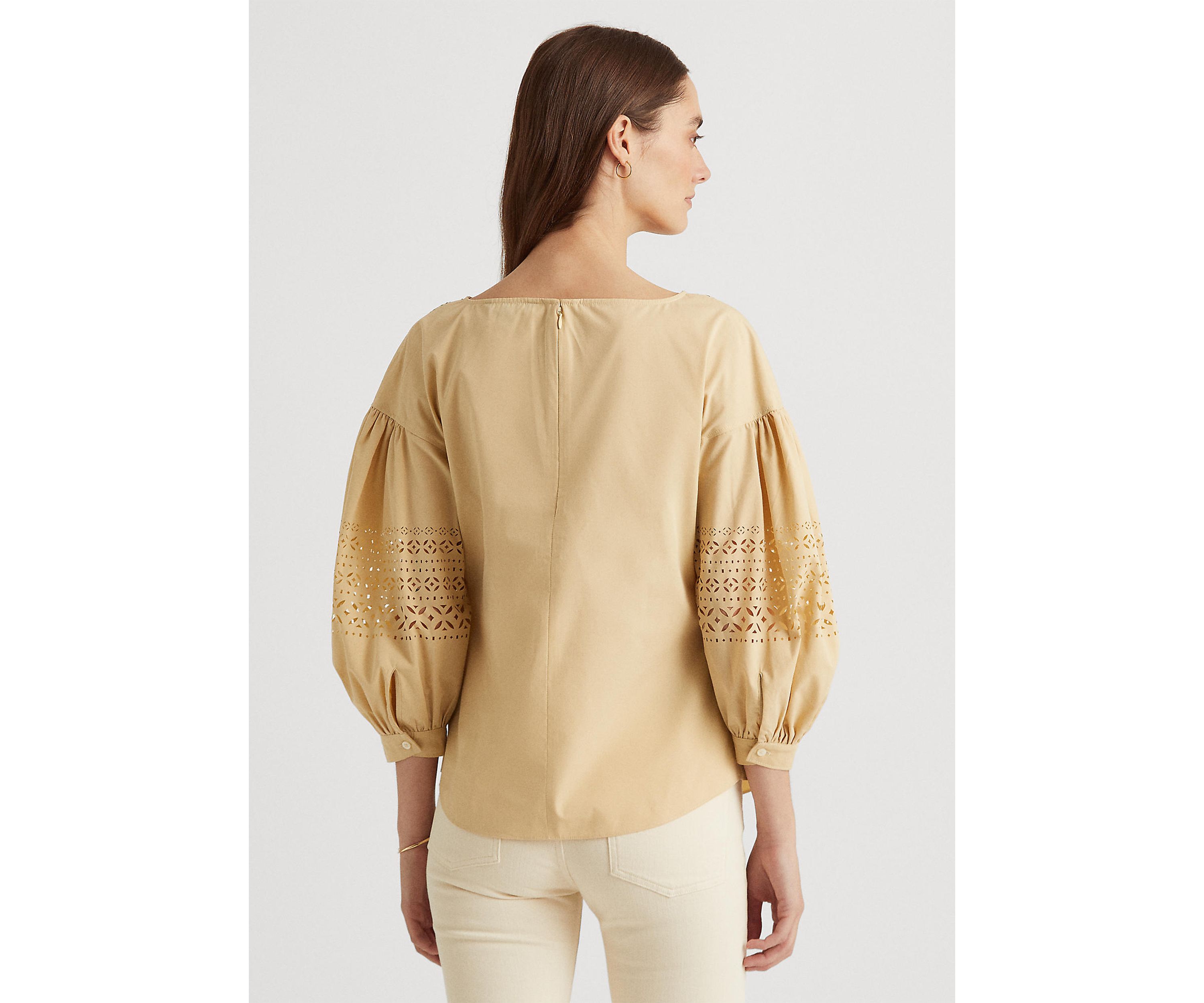 Puff-Sleeve Poplin Blouse