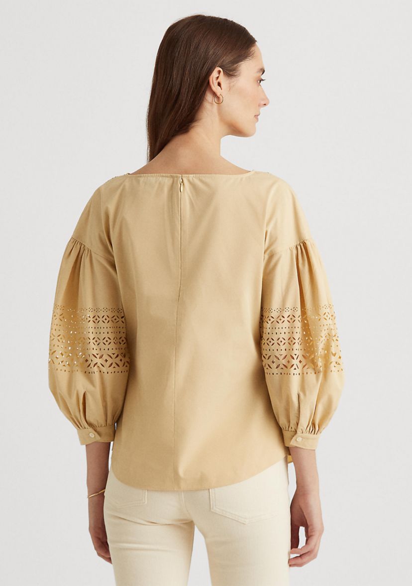 Puff-Sleeve Poplin Blouse