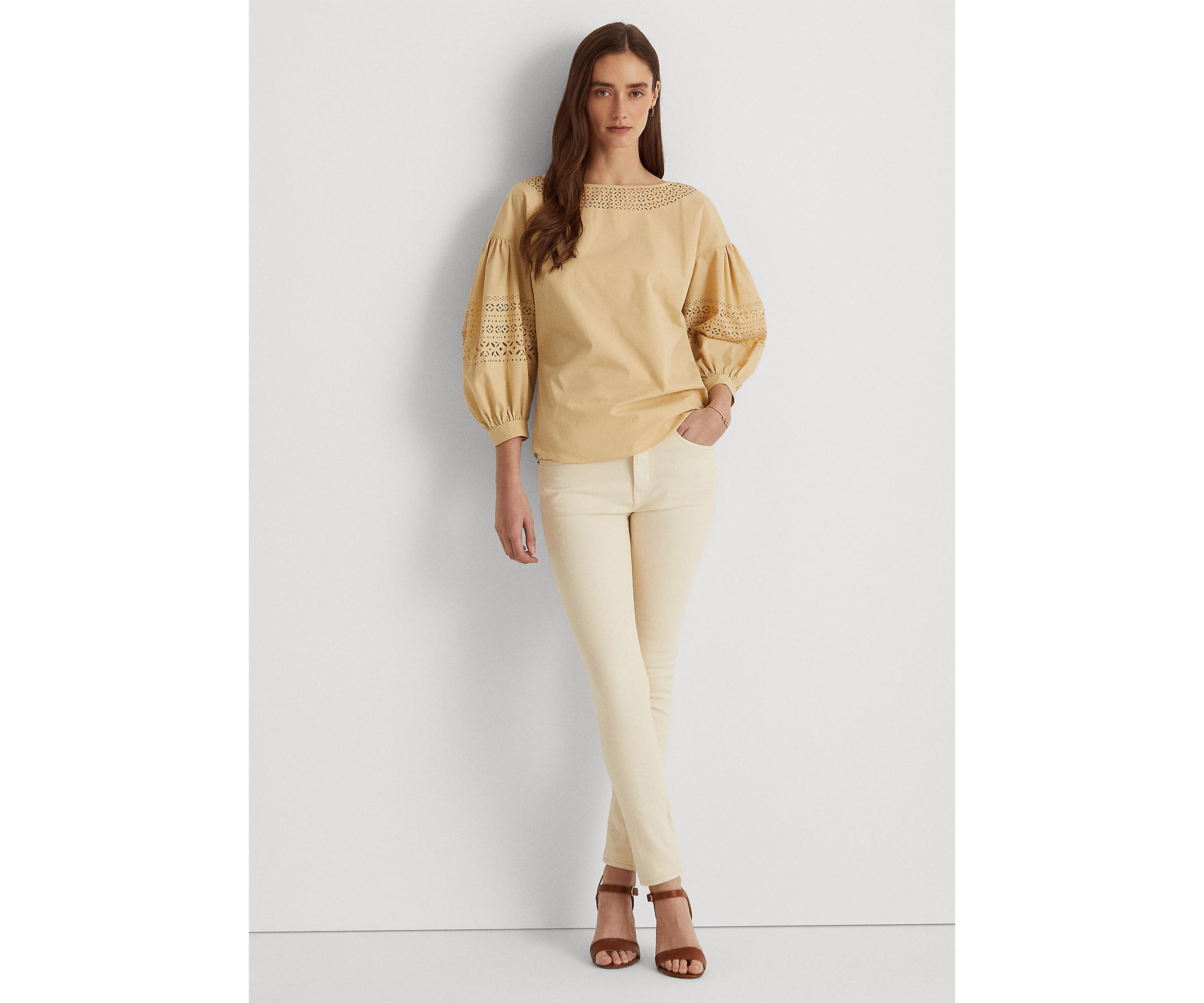 Puff-Sleeve Poplin Blouse