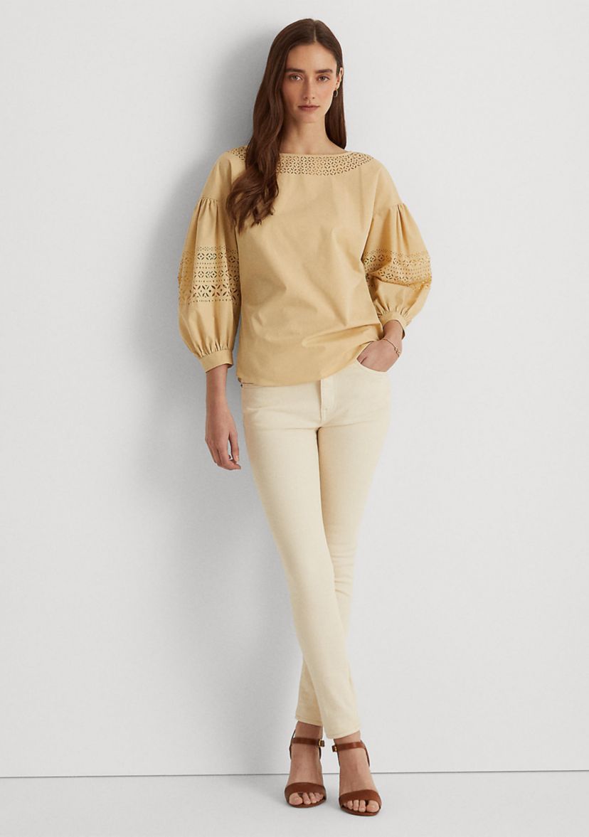 Puff-Sleeve Poplin Blouse