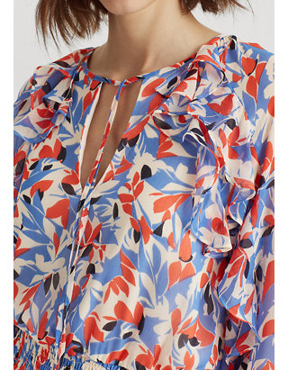 Lauren Ralph Lauren Floral Crinkled Georgette Dress | belk
