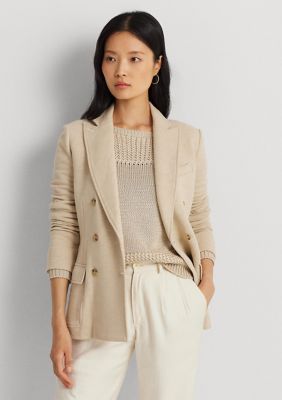 Lauren Ralph Lauren Womens Beige Silk Linen Single Breasted Blazer