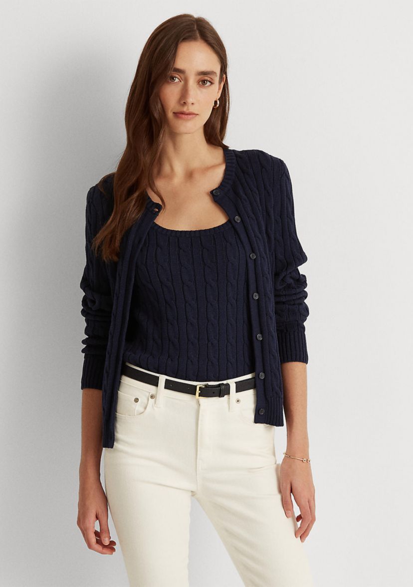 Cable-Knit Cotton Cardigan Sweater