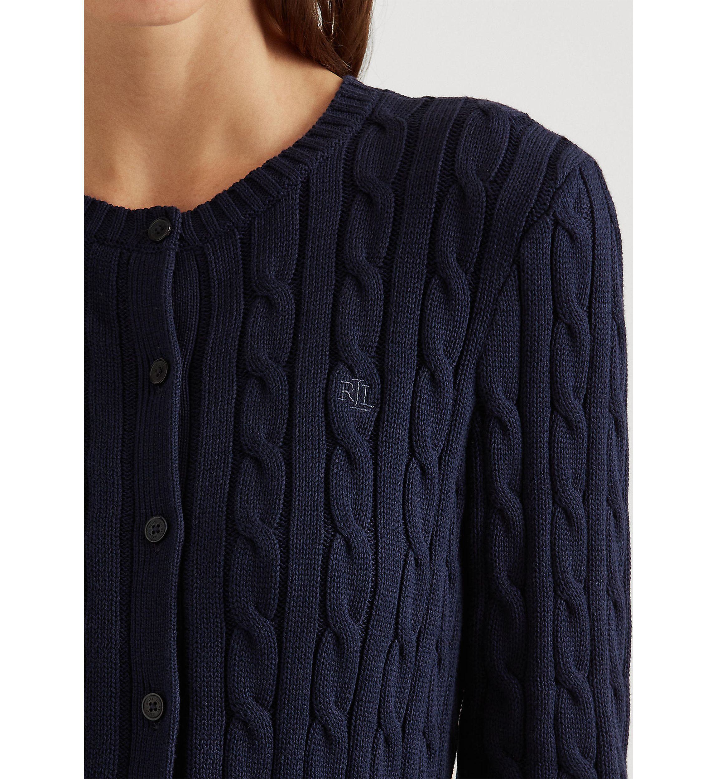 Cable-Knit Cotton Cardigan Sweater