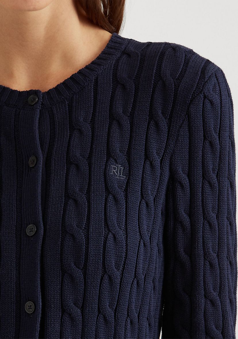 Cable-Knit Cotton Cardigan Sweater
