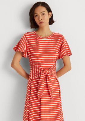 Lauren Ralph Lauren Striped Tie-Front Jersey Dress | belk