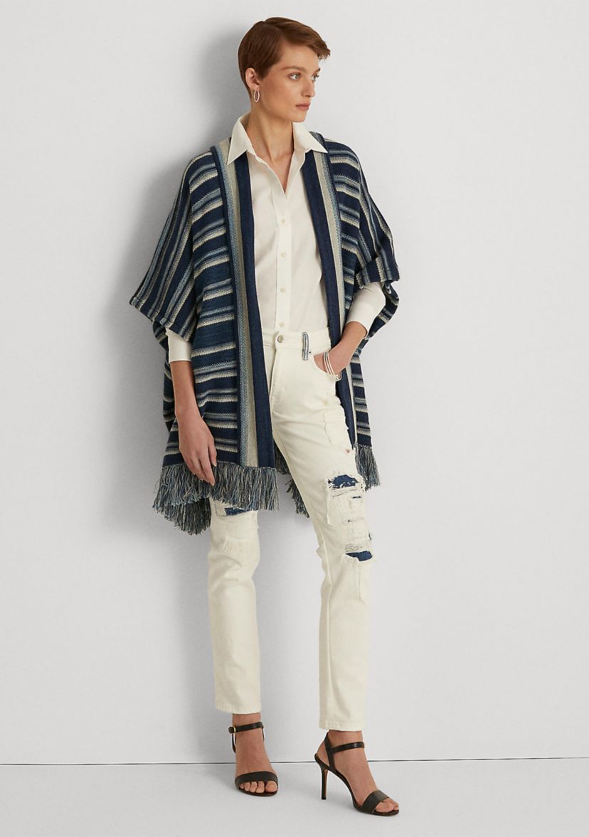 Distressed Patchwork Straight Jeans 