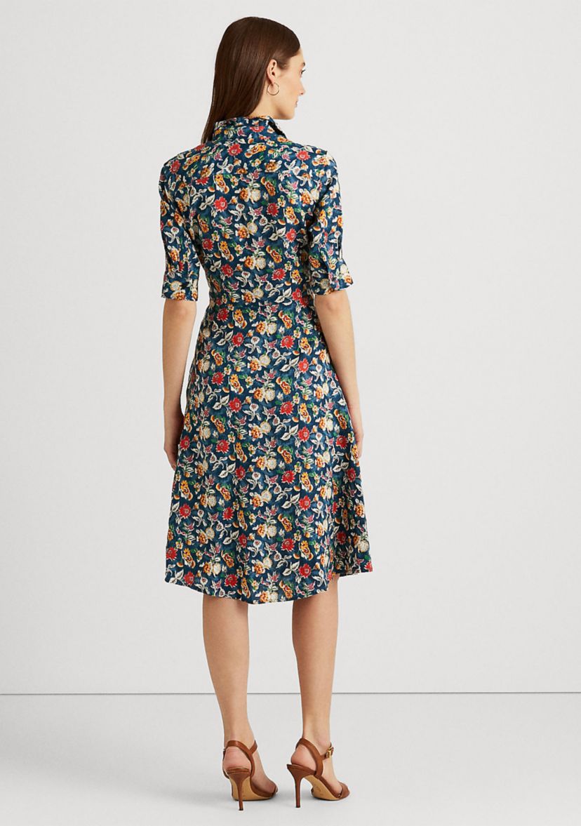 Lauren Ralph Lauren Floral Tie-Front Linen Dress | Belk