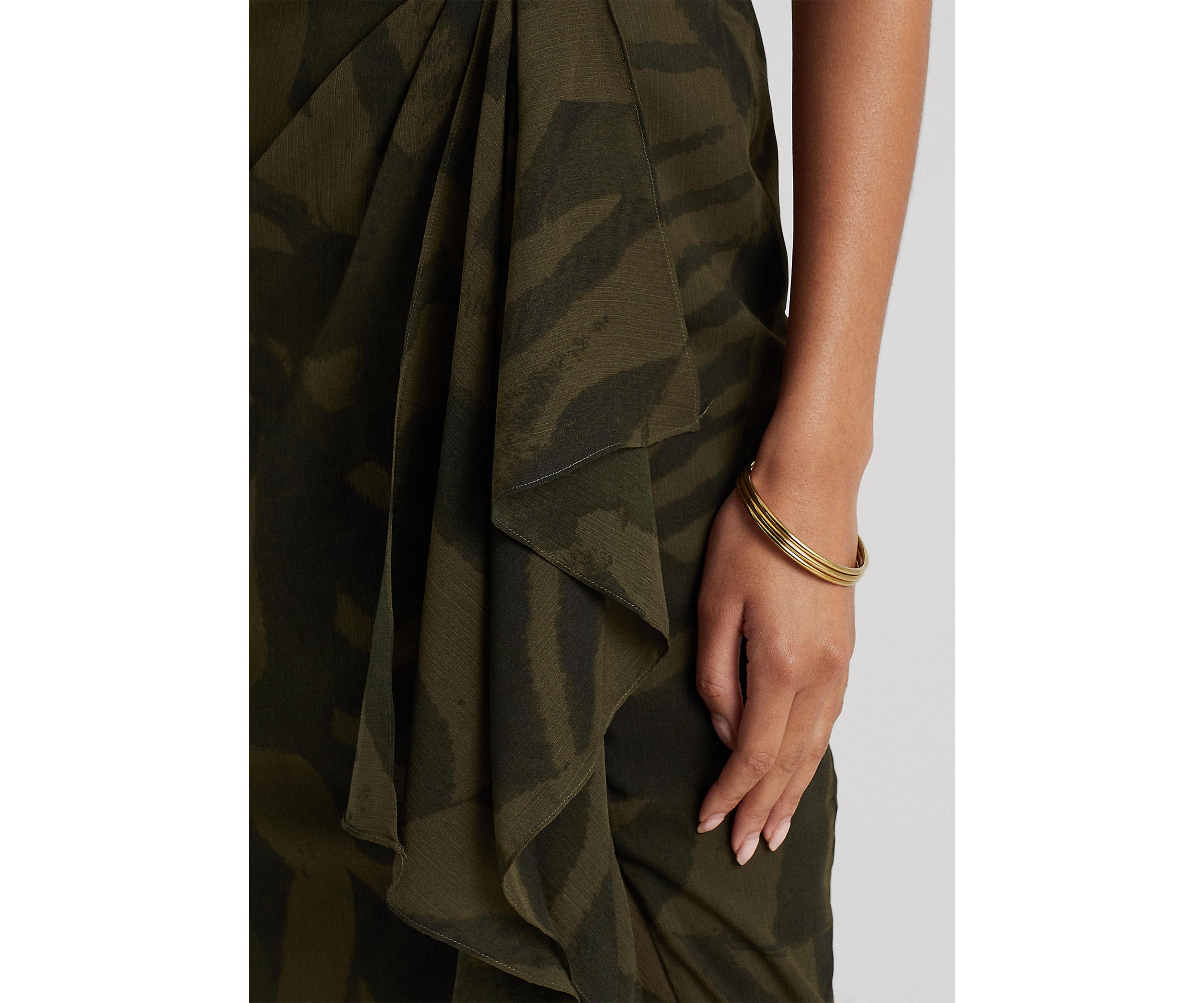 Zebra-Print Crinkle Georgette Midi Skirt
