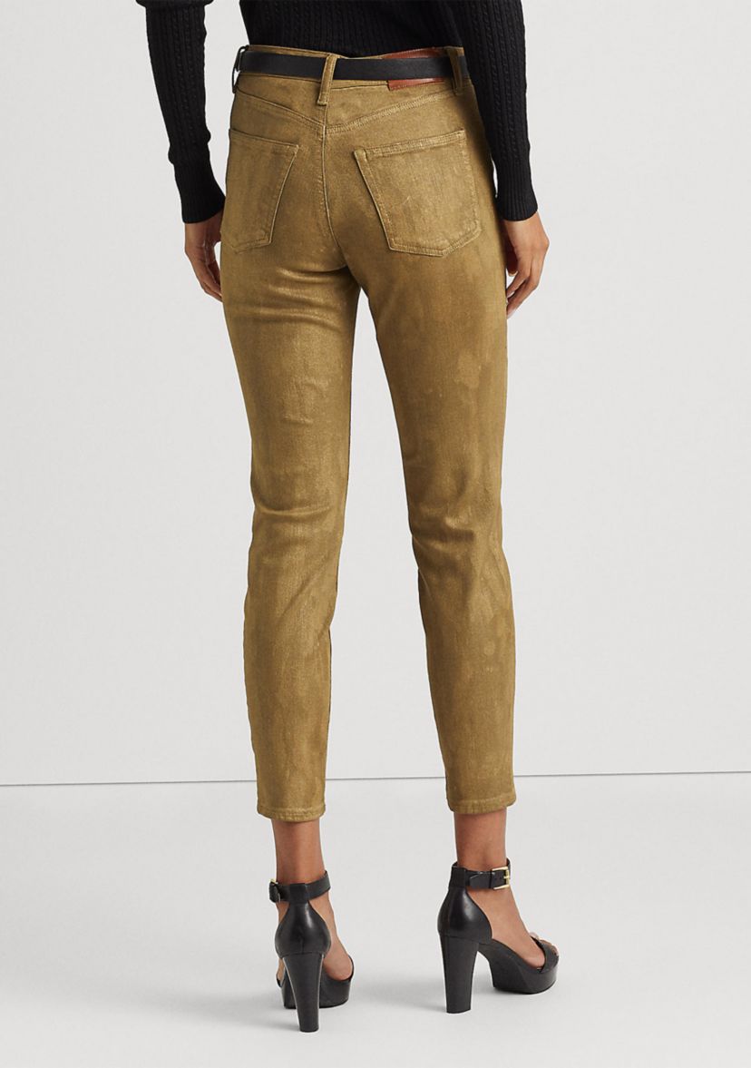 Metallic High Rise Skinny Ankle Jeans