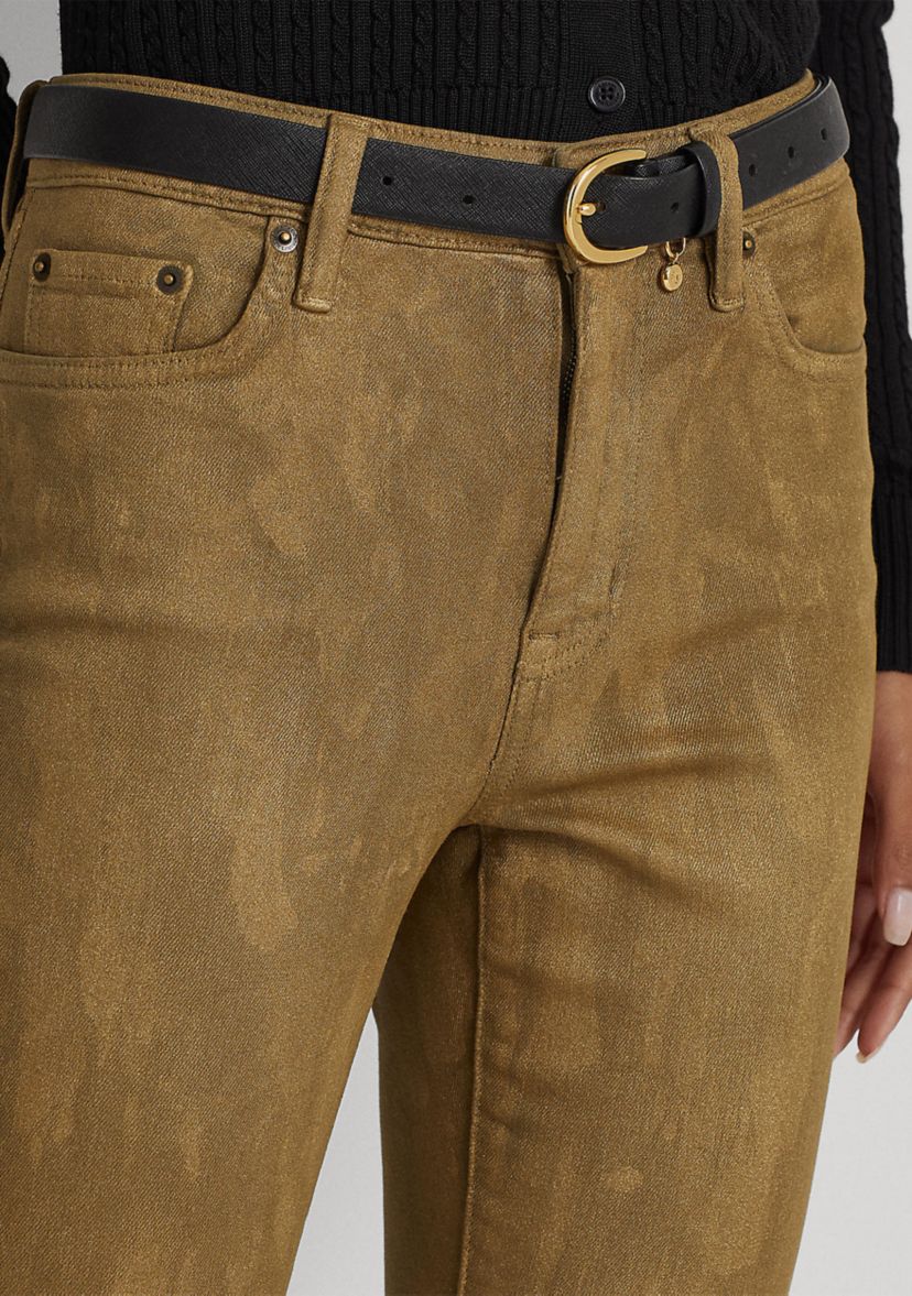 Metallic High Rise Skinny Ankle Jeans