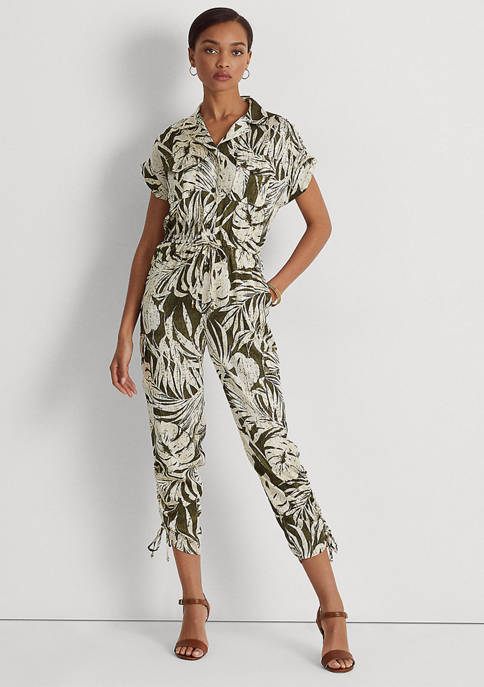 Lauren Ralph Lauren Palm Leaf–Print Twill Jumpsuit