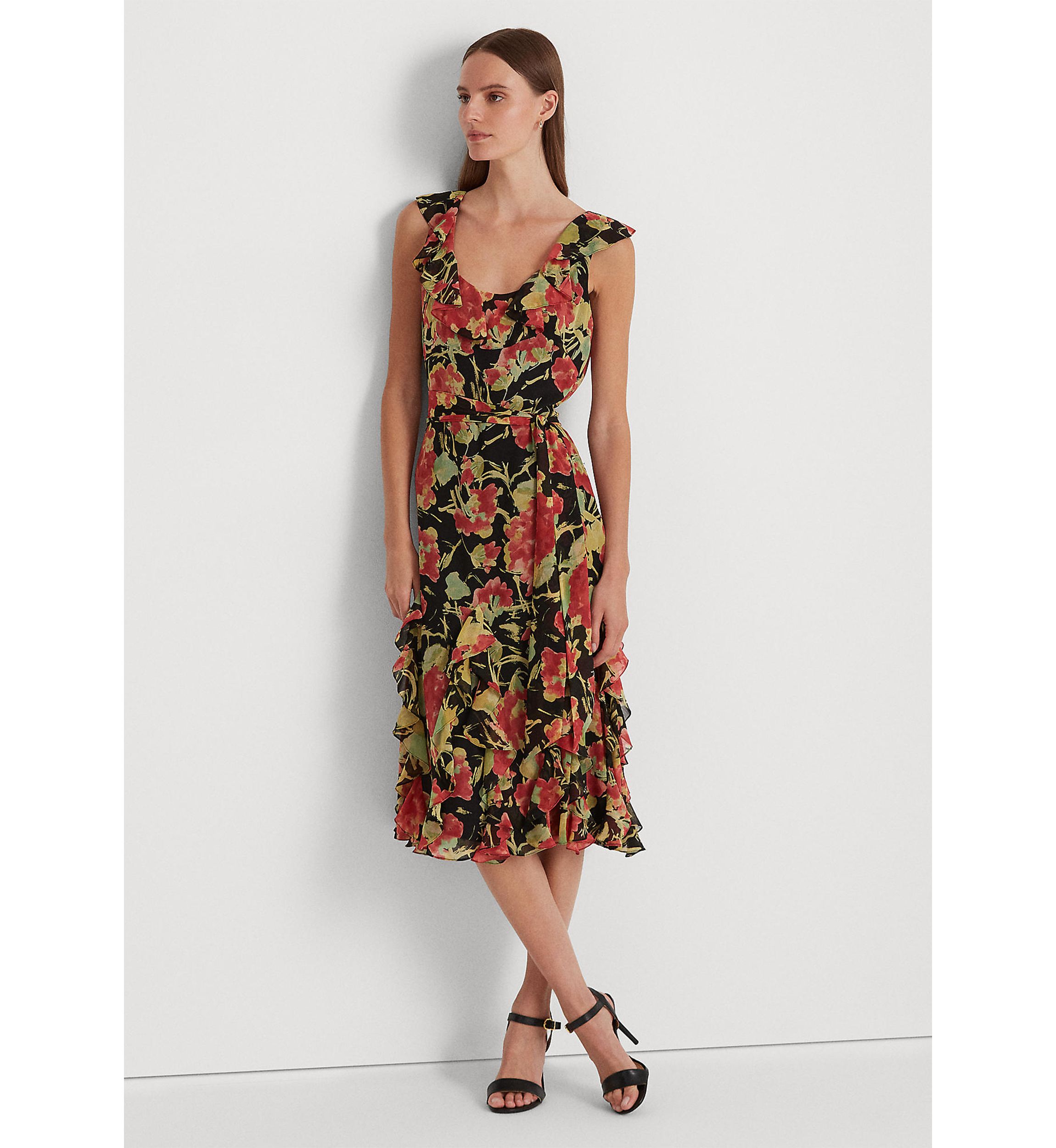 Floral Crinkle Georgette Dress