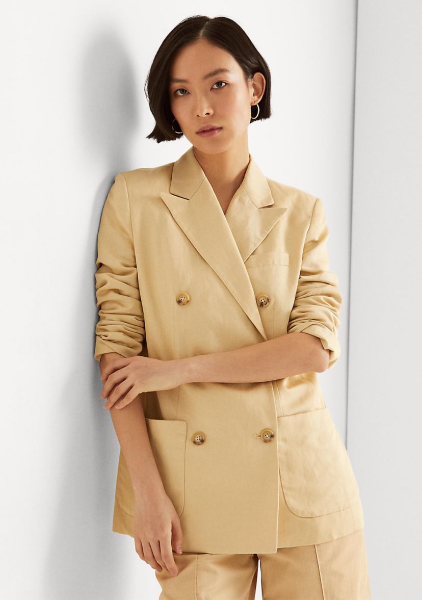 Double Breasted Linen Twill Blazer