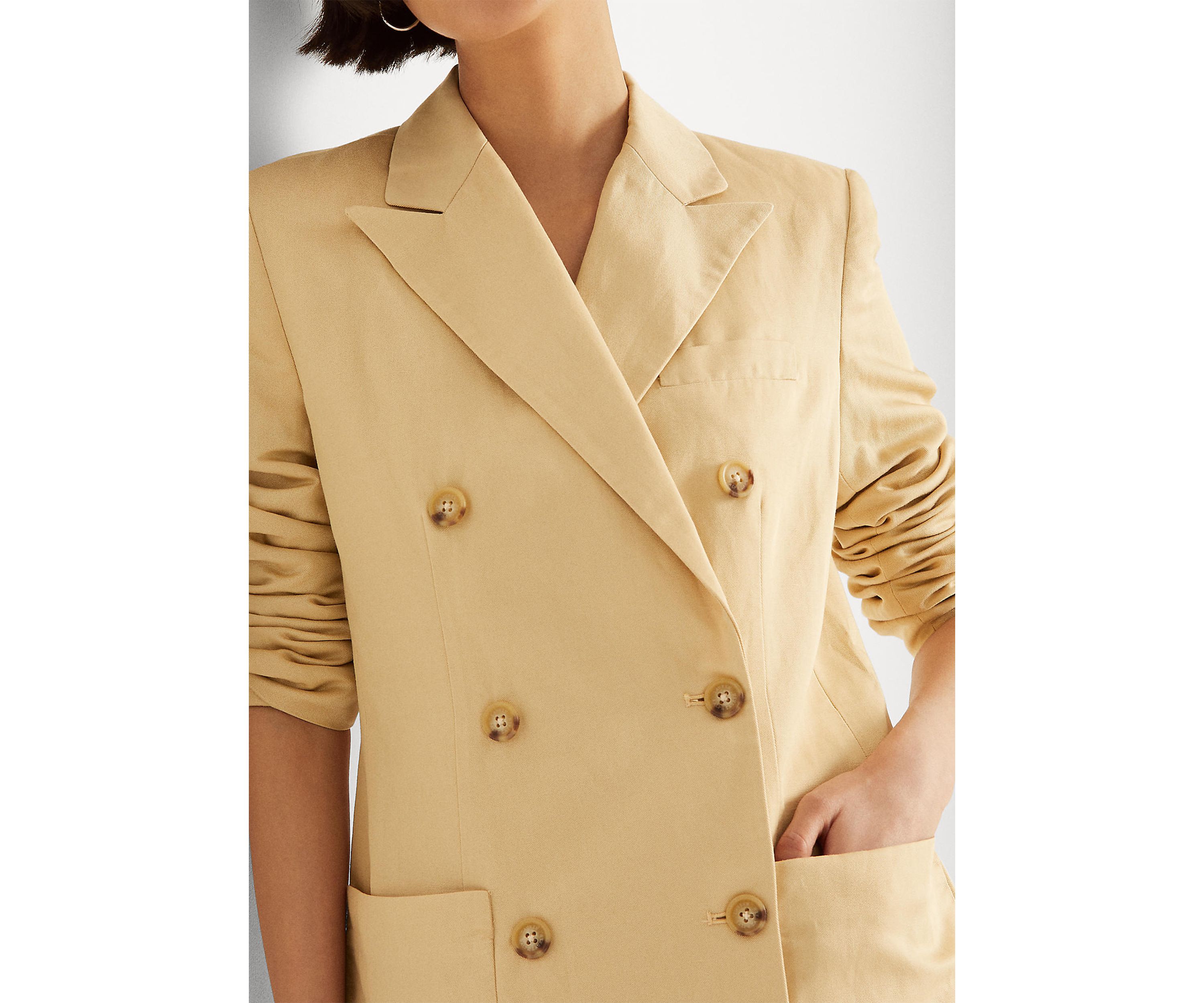Double Breasted Linen Twill Blazer