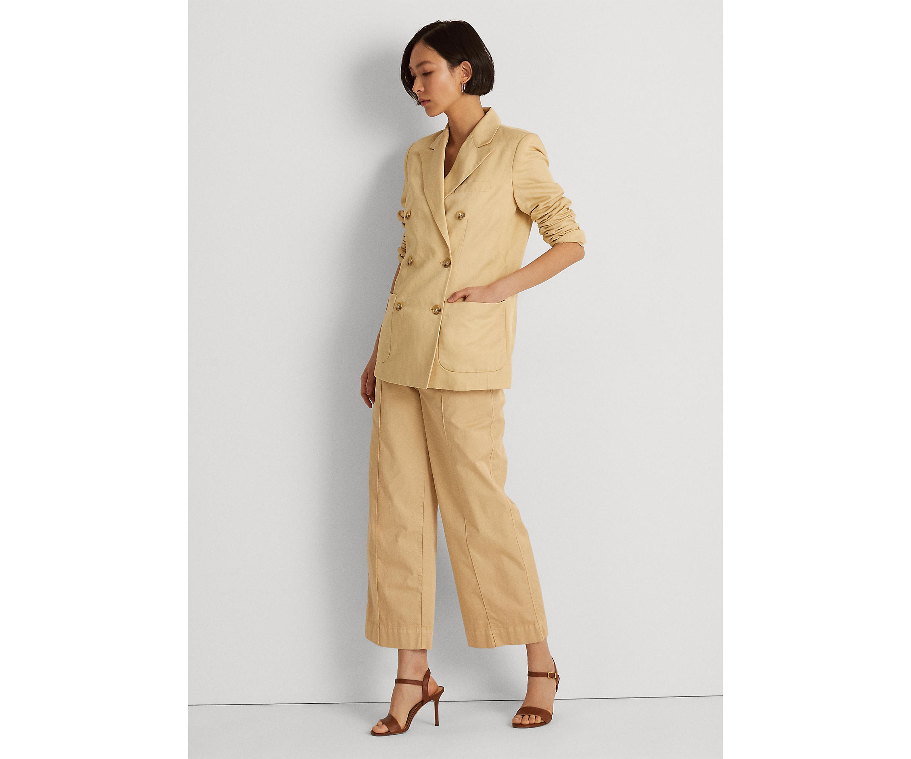 Double Breasted Linen Twill Blazer