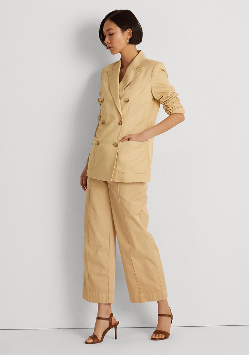 Double Breasted Linen Twill Blazer