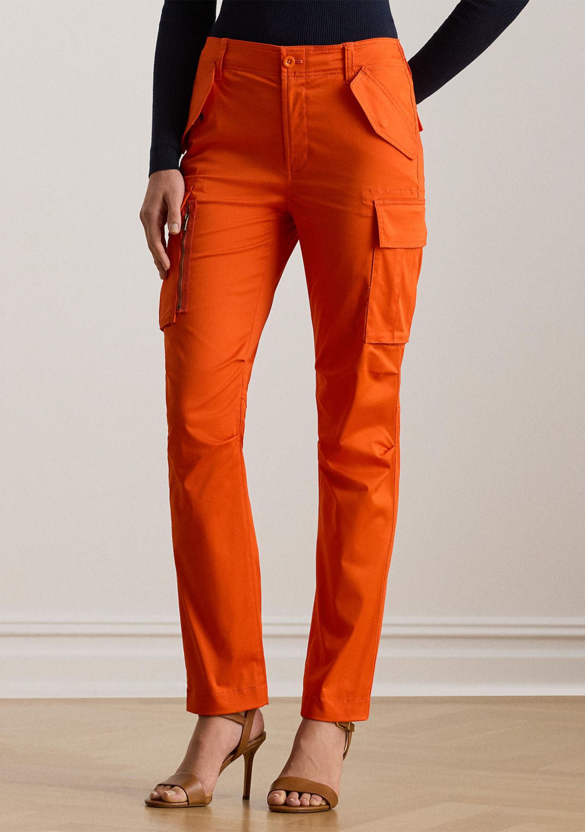 Womens Cotton Sateen Cargo Pants