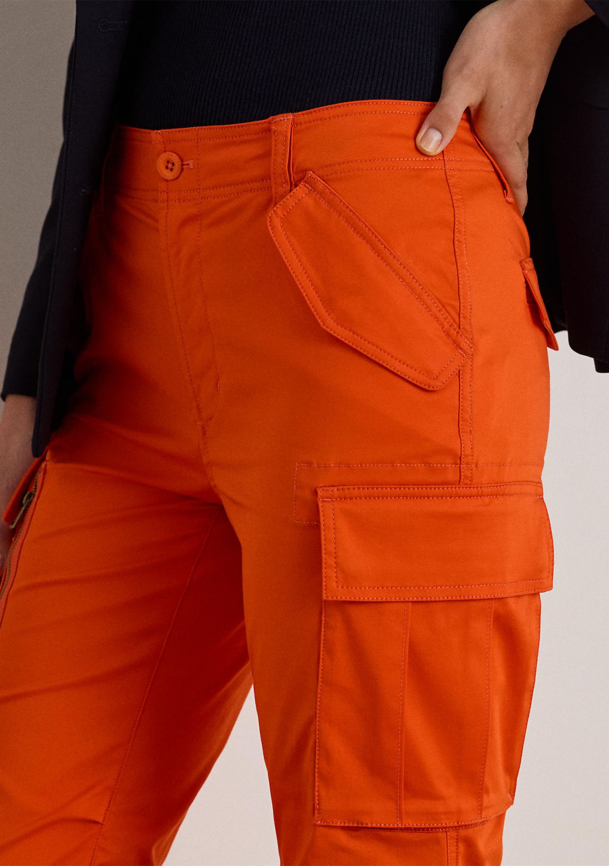 Womens Cotton Sateen Cargo Pants