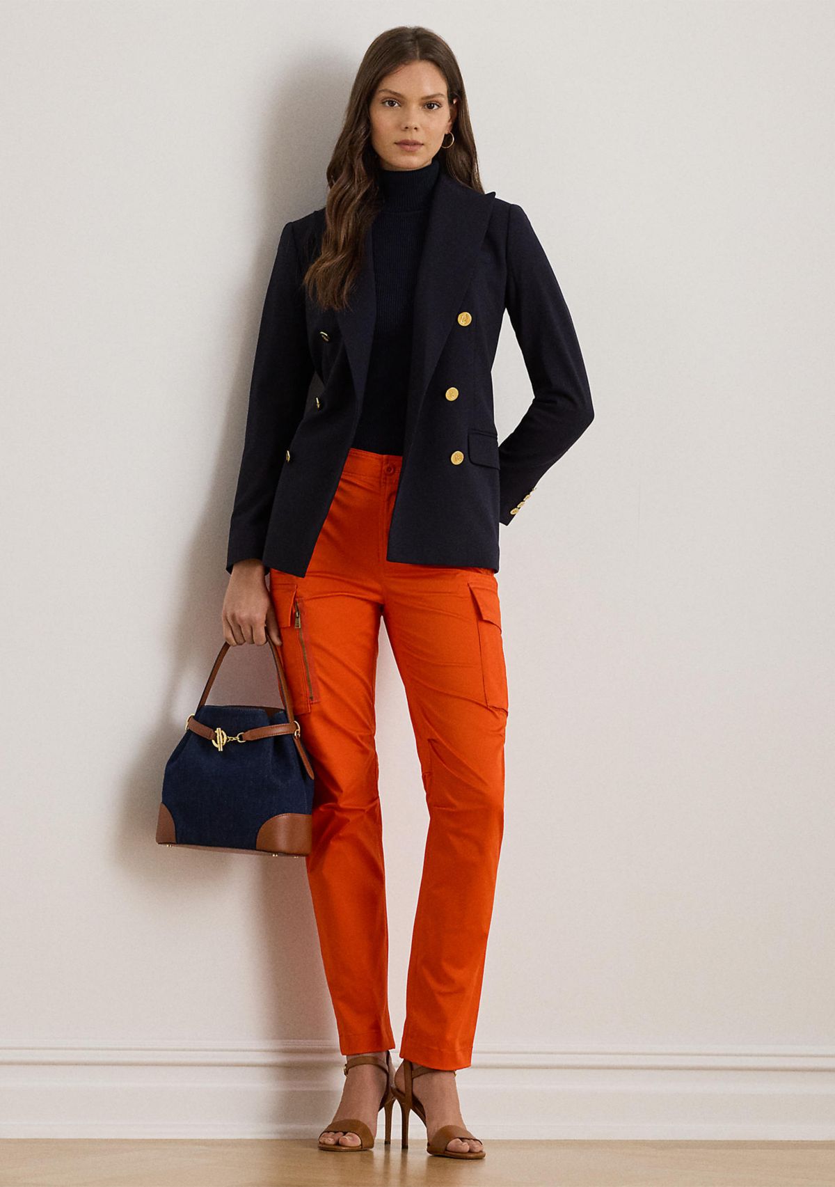 Womens Cotton Sateen Cargo Pants