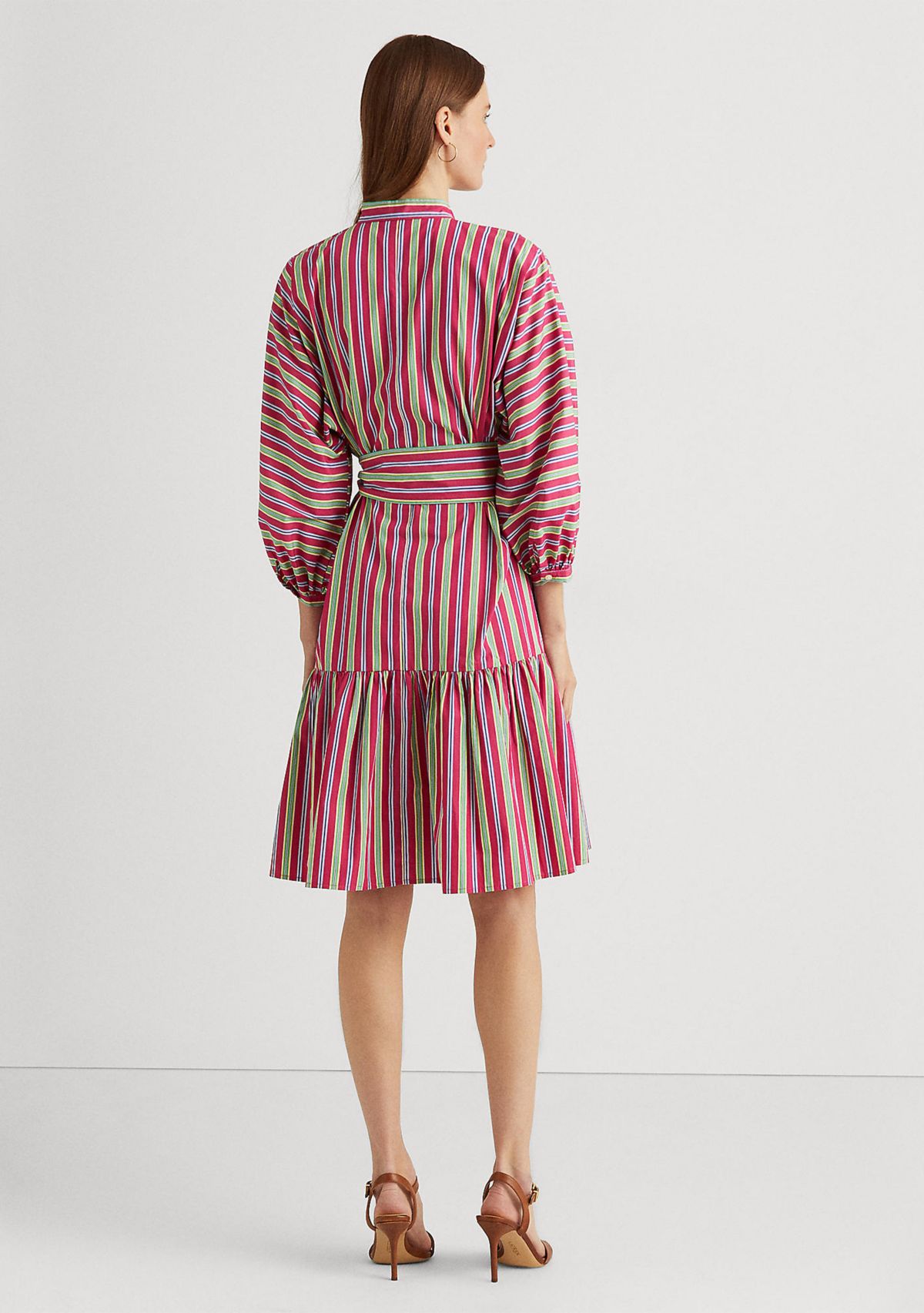 Striped Cotton Broadcloth Shirtdress