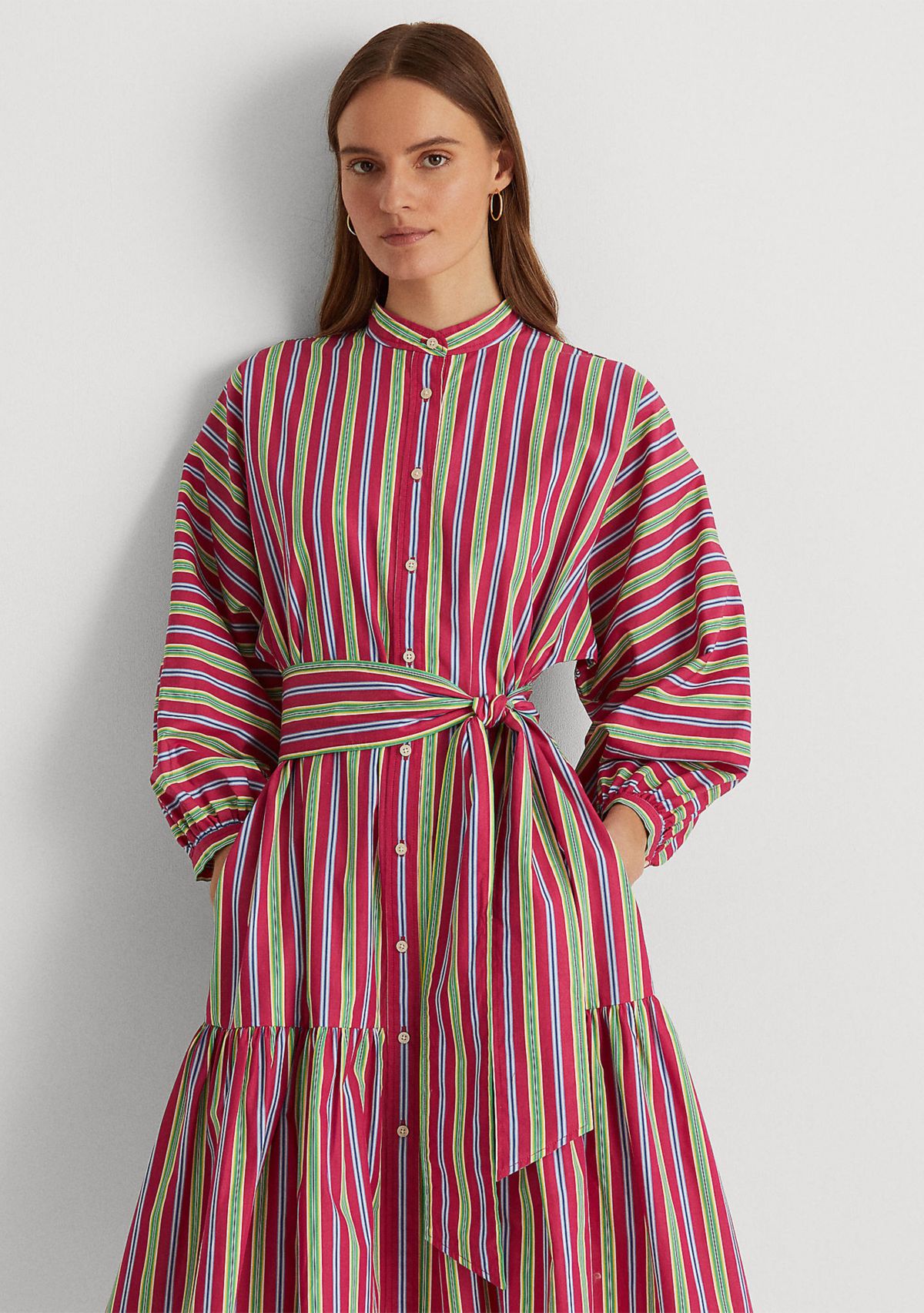 Striped Cotton Broadcloth Shirtdress