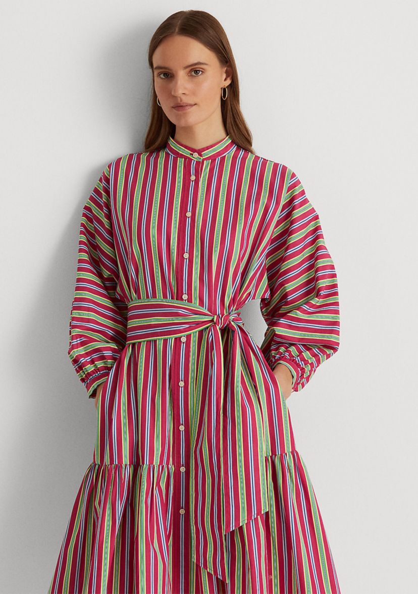 Striped Cotton Broadcloth Shirtdress