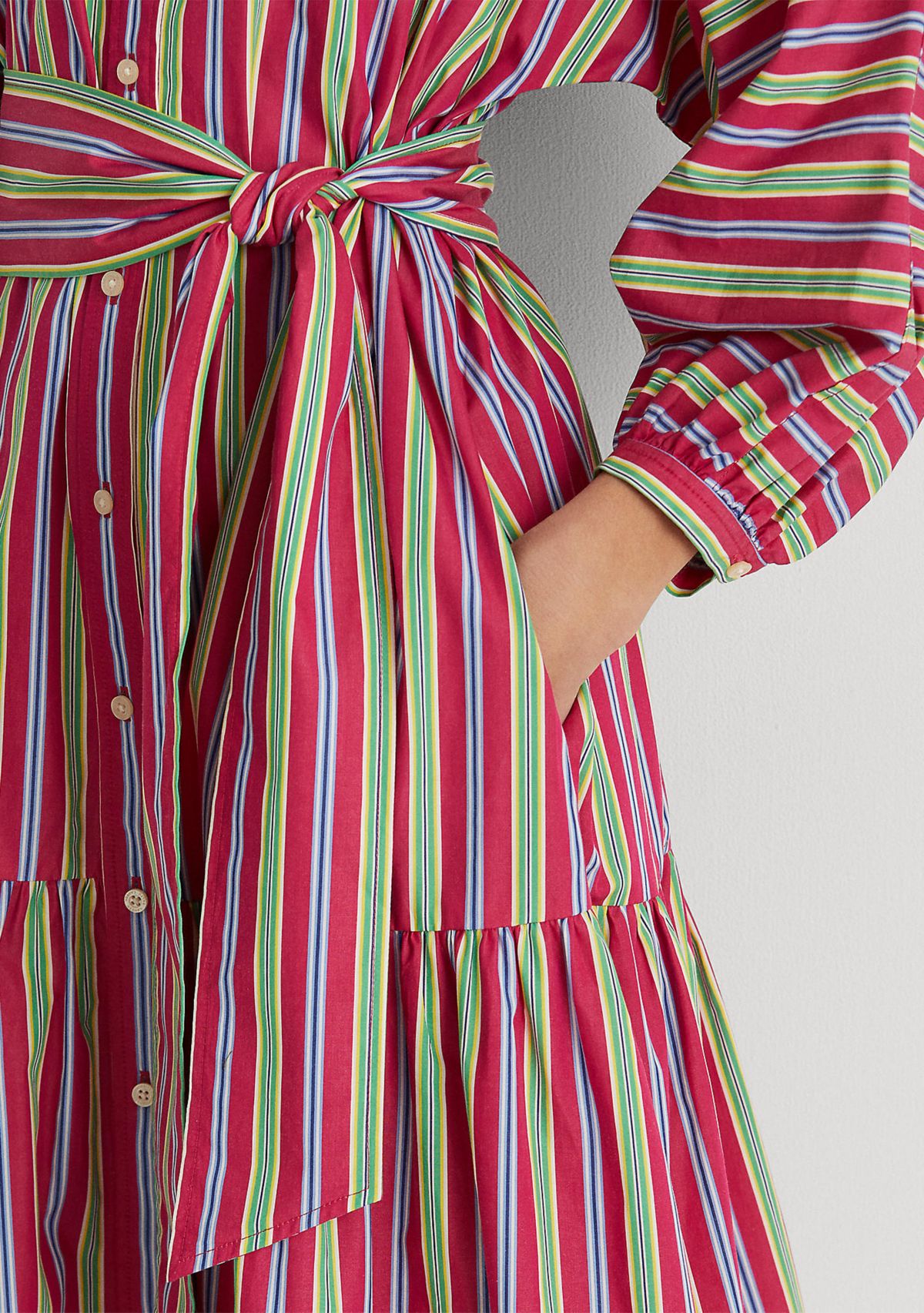 Striped Cotton Broadcloth Shirtdress