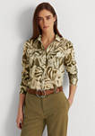 Palm Leaf Print Cotton Voile Shirt