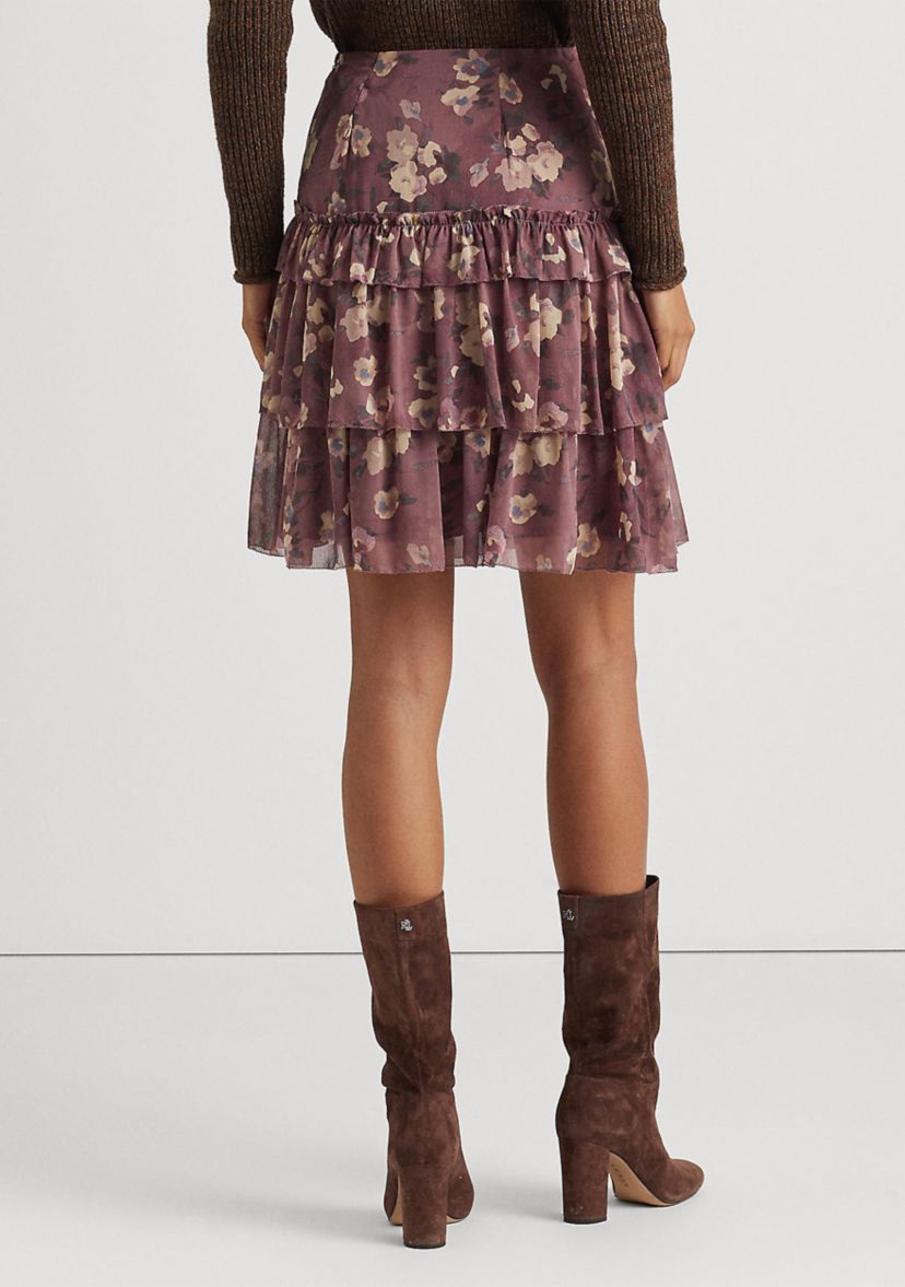 Floral Crinkle Georgette Miniskirt 