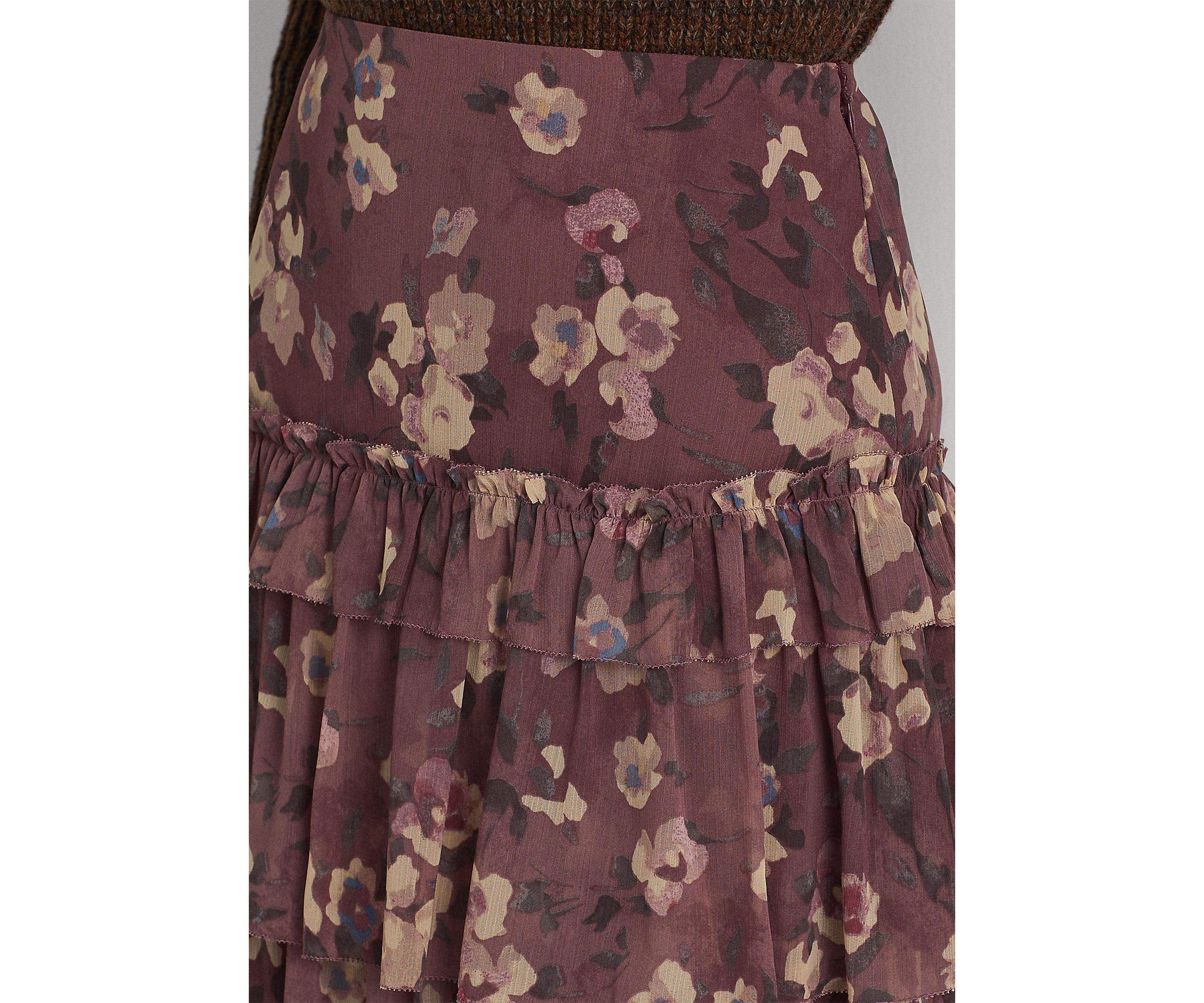 Floral Crinkle Georgette Miniskirt 