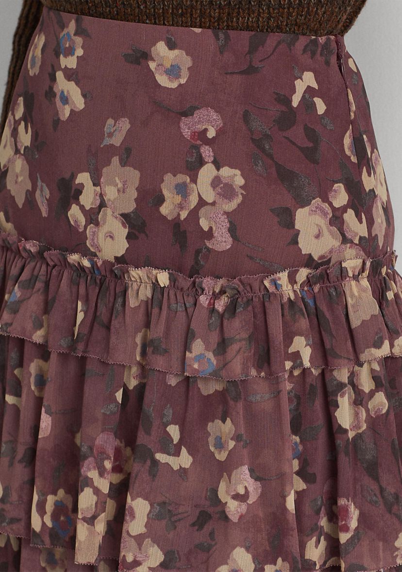 Floral Crinkle Georgette Miniskirt 