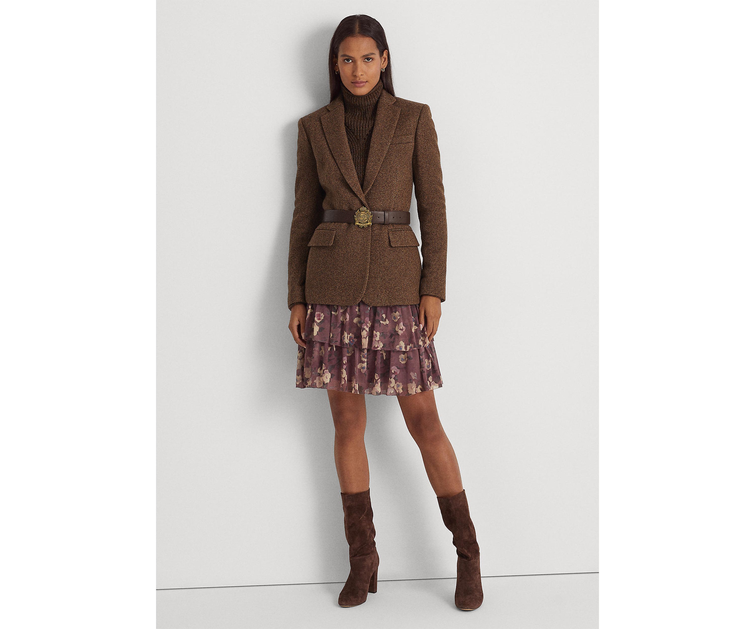 Floral Crinkle Georgette Miniskirt 