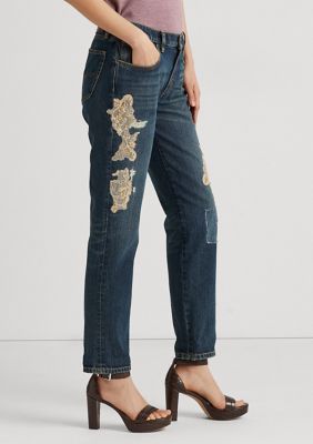 Lauren Ralph Lauren Lace Patchwork Relaxed Tapered Jeans | belk