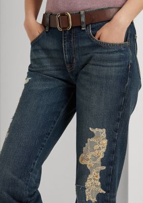 Lauren Ralph Lauren Lace Patchwork Relaxed Tapered Jeans | belk