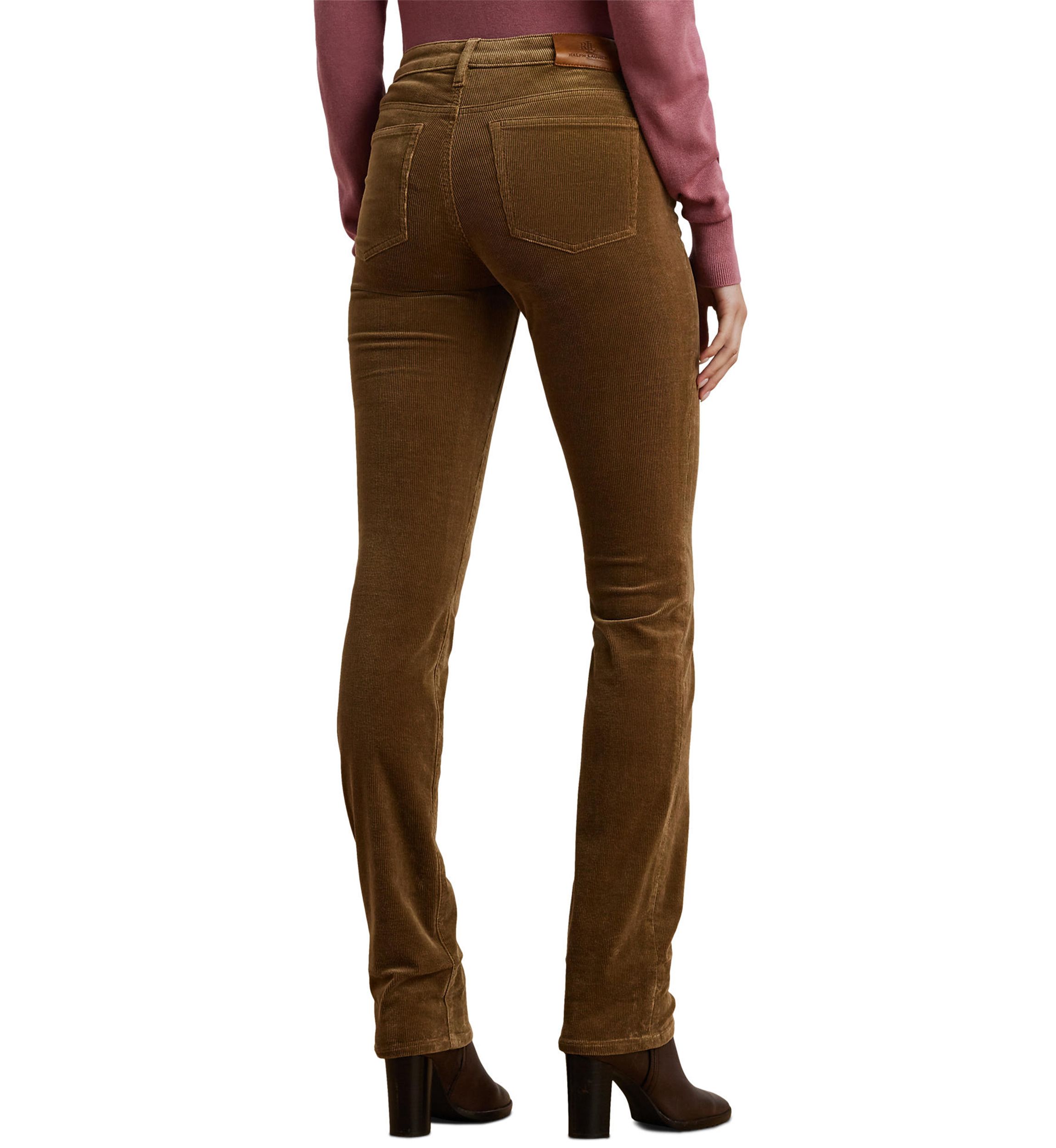 Womens Stretch Corduroy Mid-Rise Straight Pants