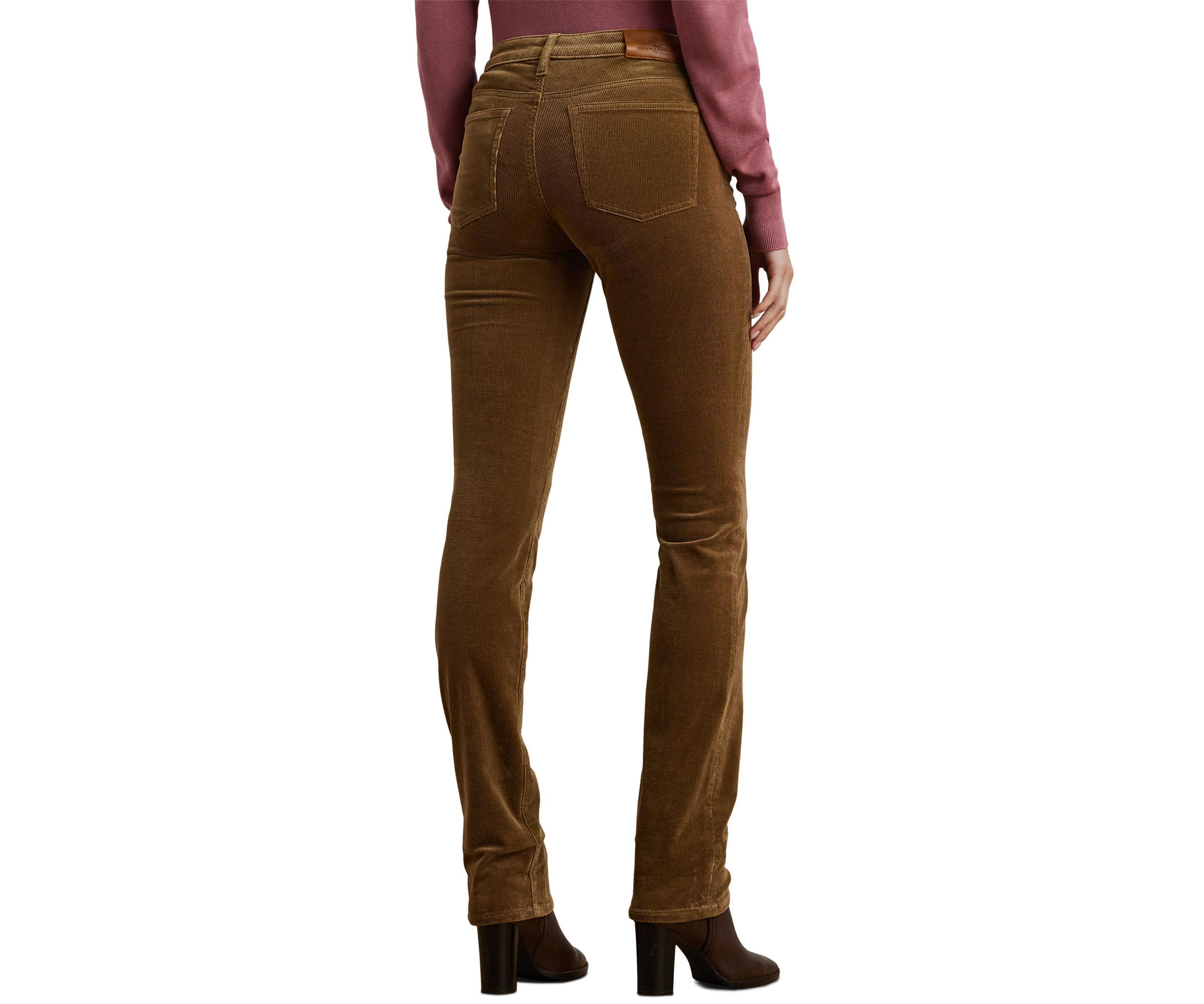 Womens Stretch Corduroy Mid-Rise Straight Pants