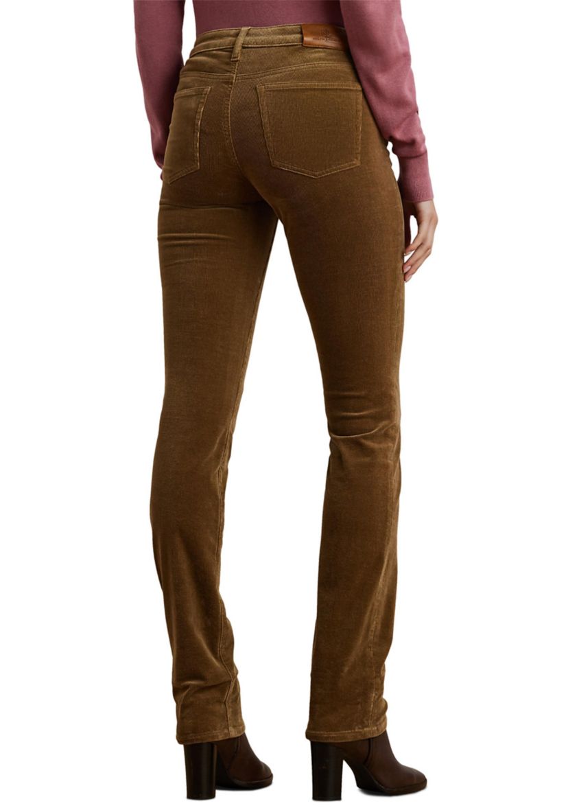 Womens Stretch Corduroy Mid-Rise Straight Pants