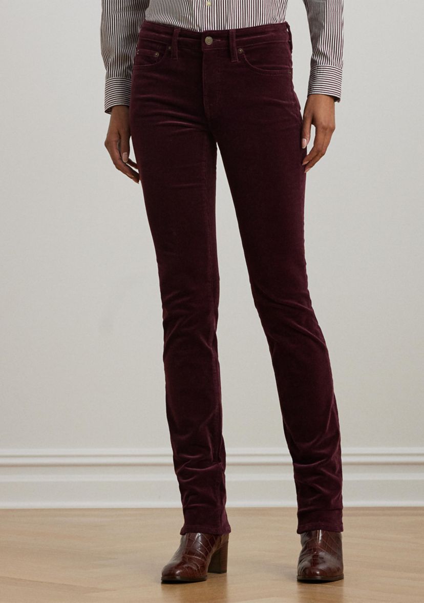 Womens Stretch Corduroy Mid-Rise Straight Pants