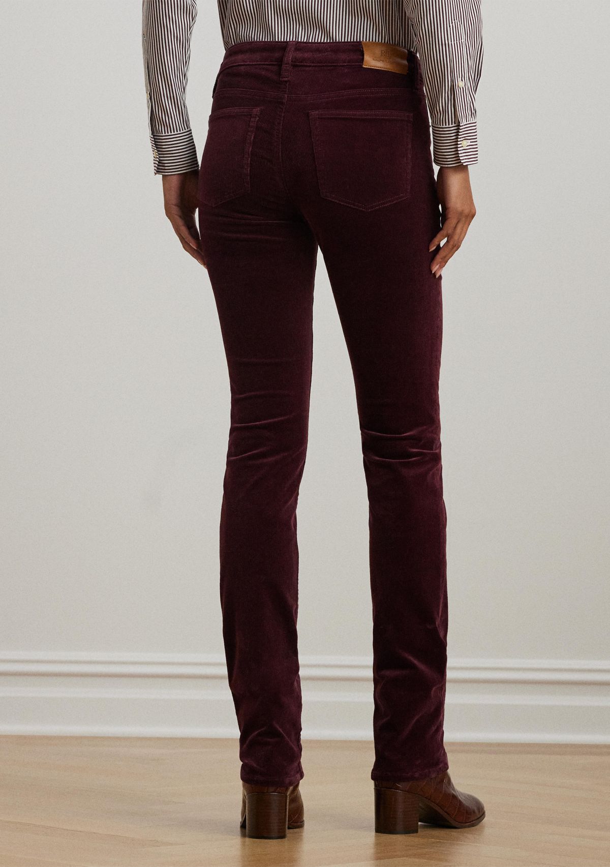 Womens Stretch Corduroy Mid-Rise Straight Pants
