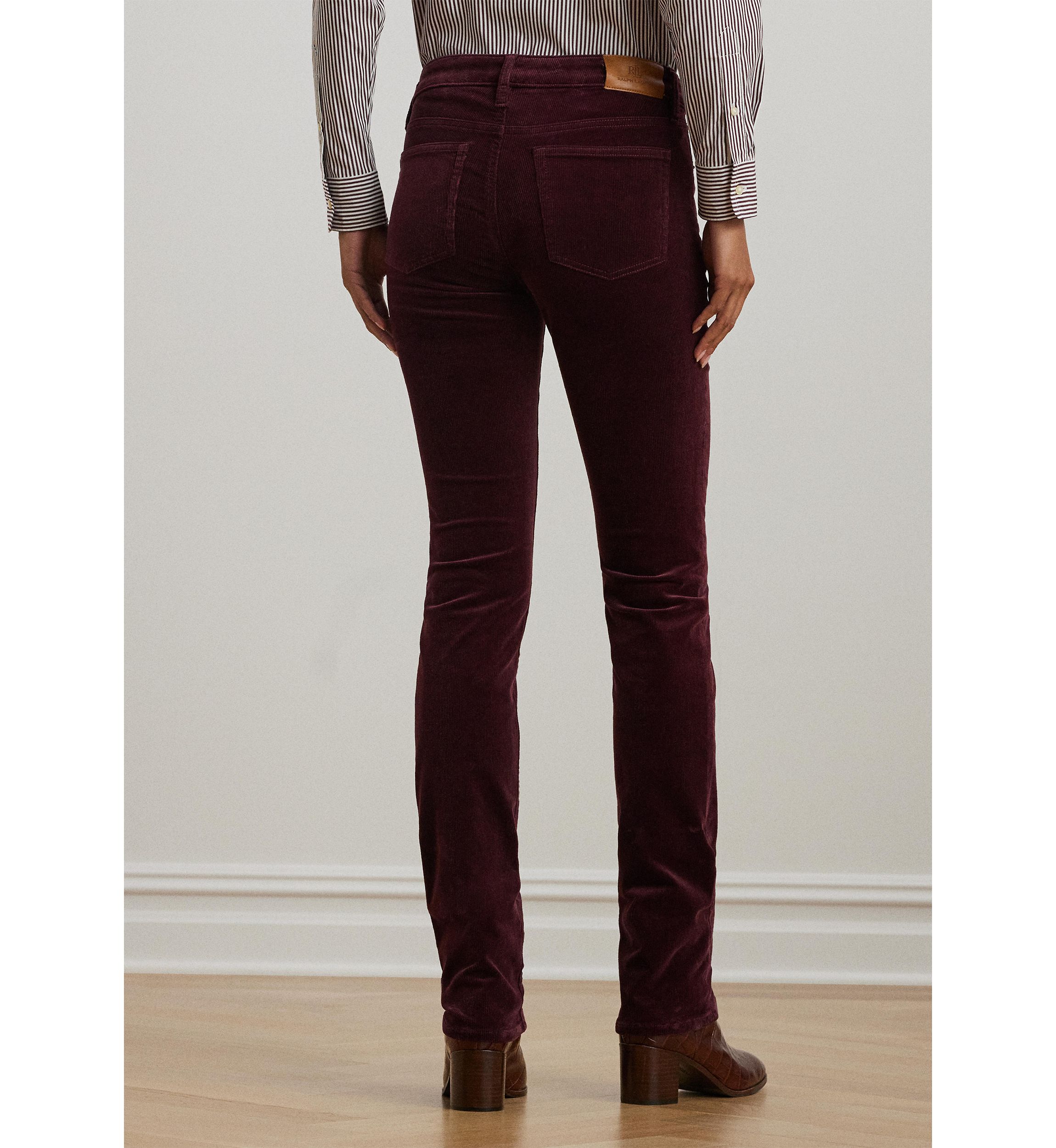Womens Stretch Corduroy Mid-Rise Straight Pants