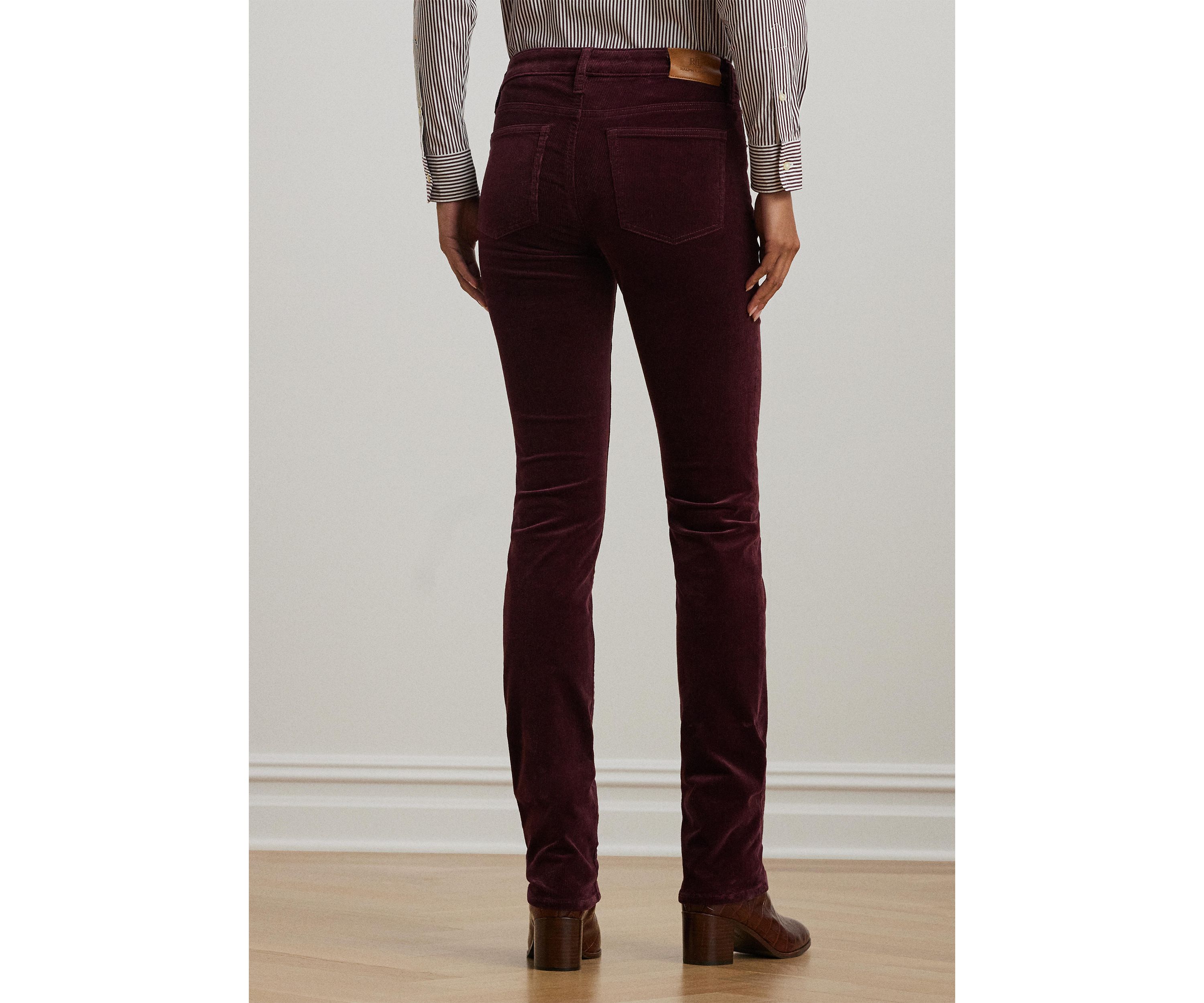 Womens Stretch Corduroy Mid-Rise Straight Pants